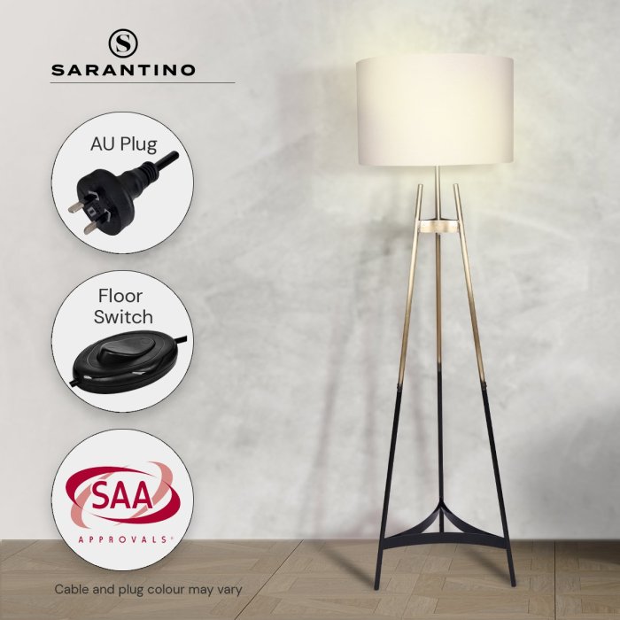 sarantino metal tripod electric floor lamp gradient finish