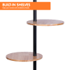 sarantino metal floor lamp shade with black post in round wood shelves sarantino metal floor lamp shade with black post in round wood shelves