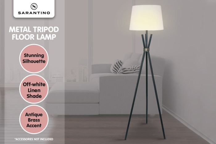 sarantino tripod floor lamp in metal and antique brass sarantino tripod floor lamp in metal and antique brass