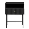 sarantino cecil slender fluted bedside table in black sarantino cecil slender fluted bedside table in black