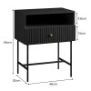 sarantino cecil slender fluted bedside table in black sarantino cecil slender fluted bedside table in black