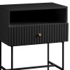 sarantino cecil slender fluted bedside table in black sarantino cecil slender fluted bedside table in black