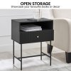 sarantino cecil slender fluted bedside table in black sarantino cecil slender fluted bedside table in black