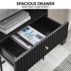 sarantino cecil slender fluted bedside table in black sarantino cecil slender fluted bedside table in black