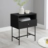 sarantino cecil slender fluted bedside table in black sarantino cecil slender fluted bedside table in black