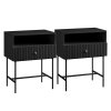 sarantino cecil slender fluted bedside table in black sarantino cecil slender fluted bedside table in black