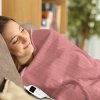 laura hill heated electric blanket throw rug coral warm fleece pink