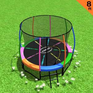 kahuna 8ft outdoor rainbow trampoline for kids and children suited for fitness exercise gymnastics with safety enclosure kahuna 8ft outdoor rainbow trampoline for kids and children suited for fitness exercise gymnastics with safety enclosure