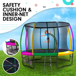 kahuna 8ft outdoor rainbow trampoline for kids and children suited for fitness exercise gymnastics with safety enclosure kahuna 8ft outdoor rainbow trampoline for kids and children suited for fitness exercise gymnastics with safety enclosure