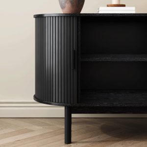 mid century black ribbed sideboard cabinet
