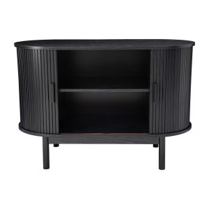 mid century black ribbed sideboard cabinet