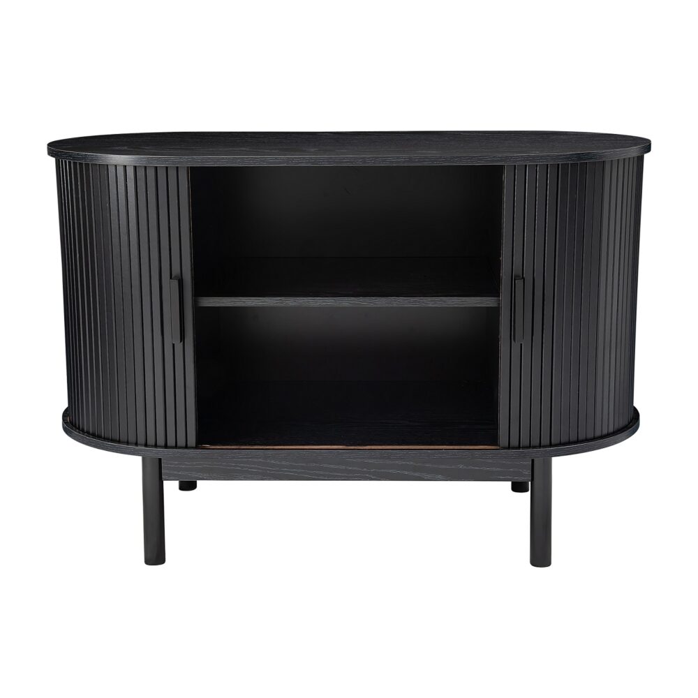 mid century black ribbed sideboard cabinet