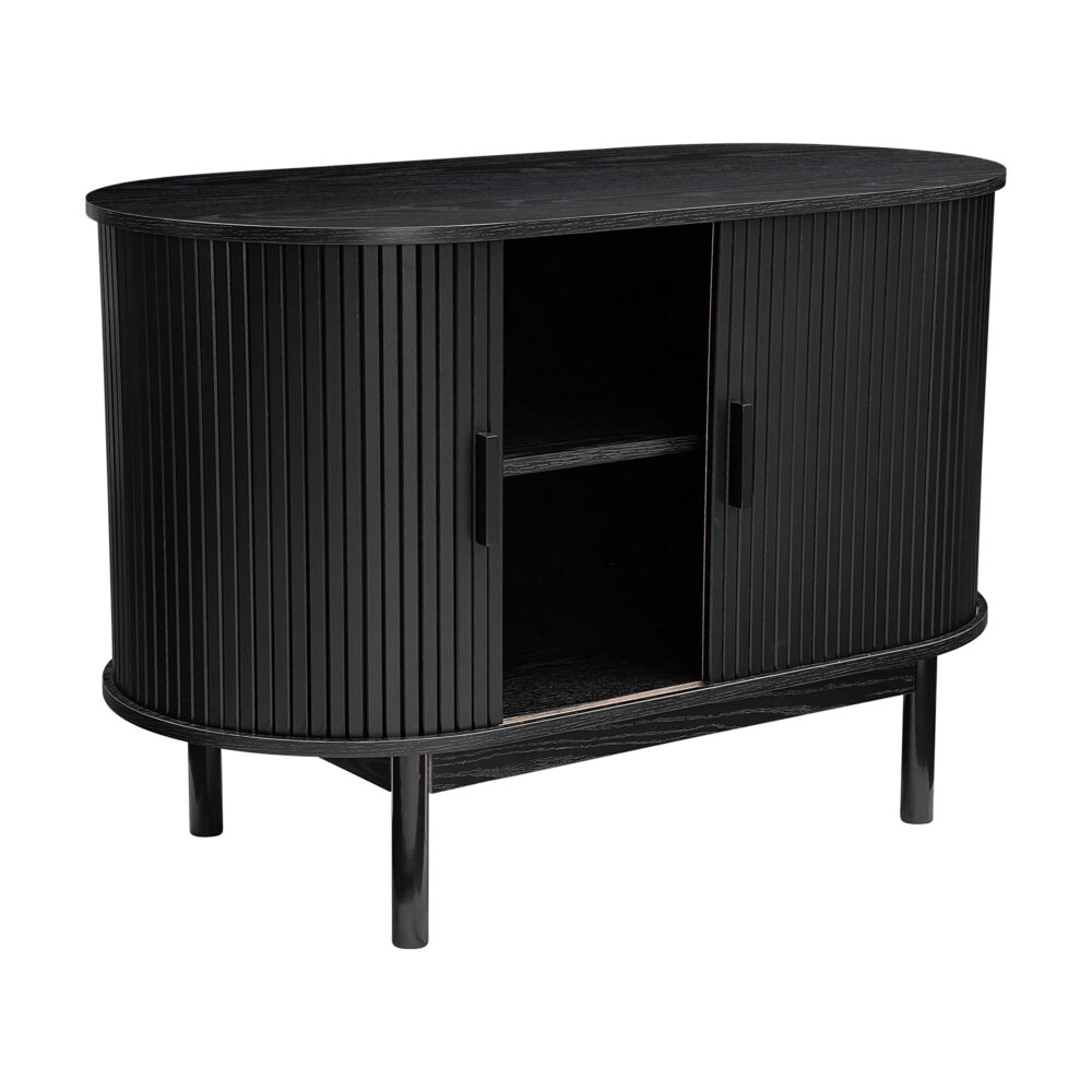 mid century black ribbed sideboard cabinet