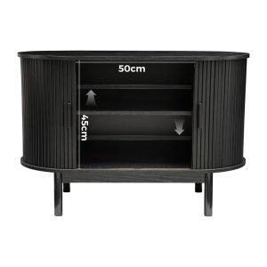 mid century black ribbed sideboard cabinet