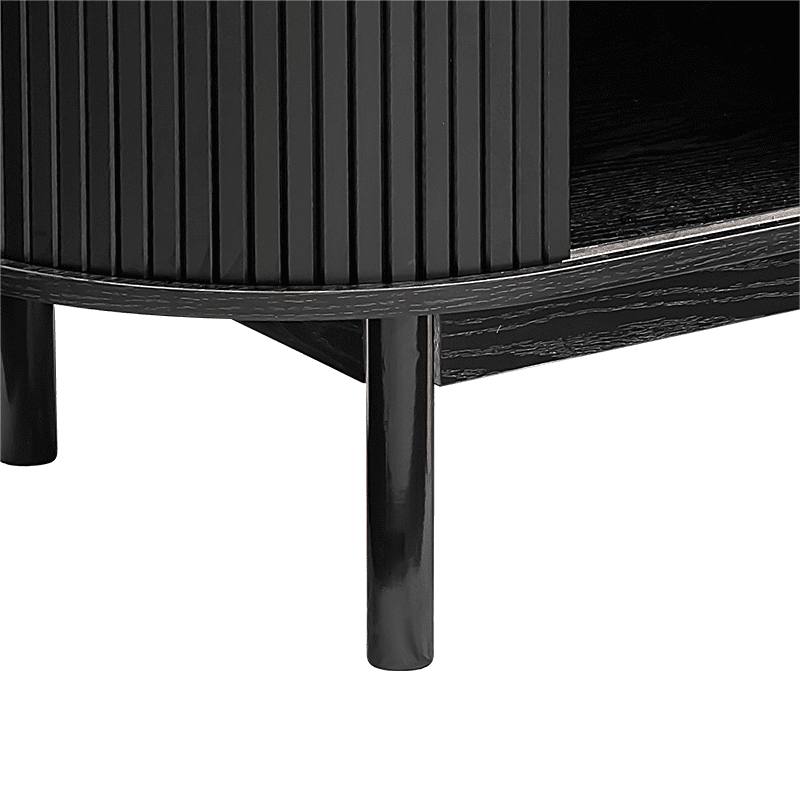 mid century black ribbed sideboard cabinet