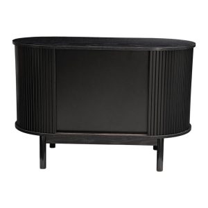 mid century black ribbed sideboard cabinet