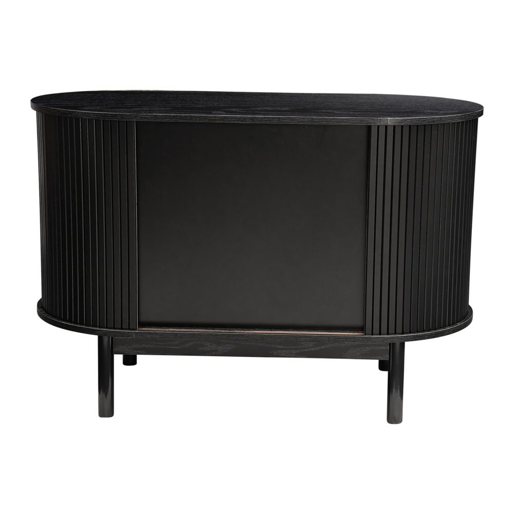 mid century black ribbed sideboard cabinet