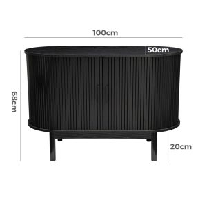 mid century black ribbed sideboard cabinet