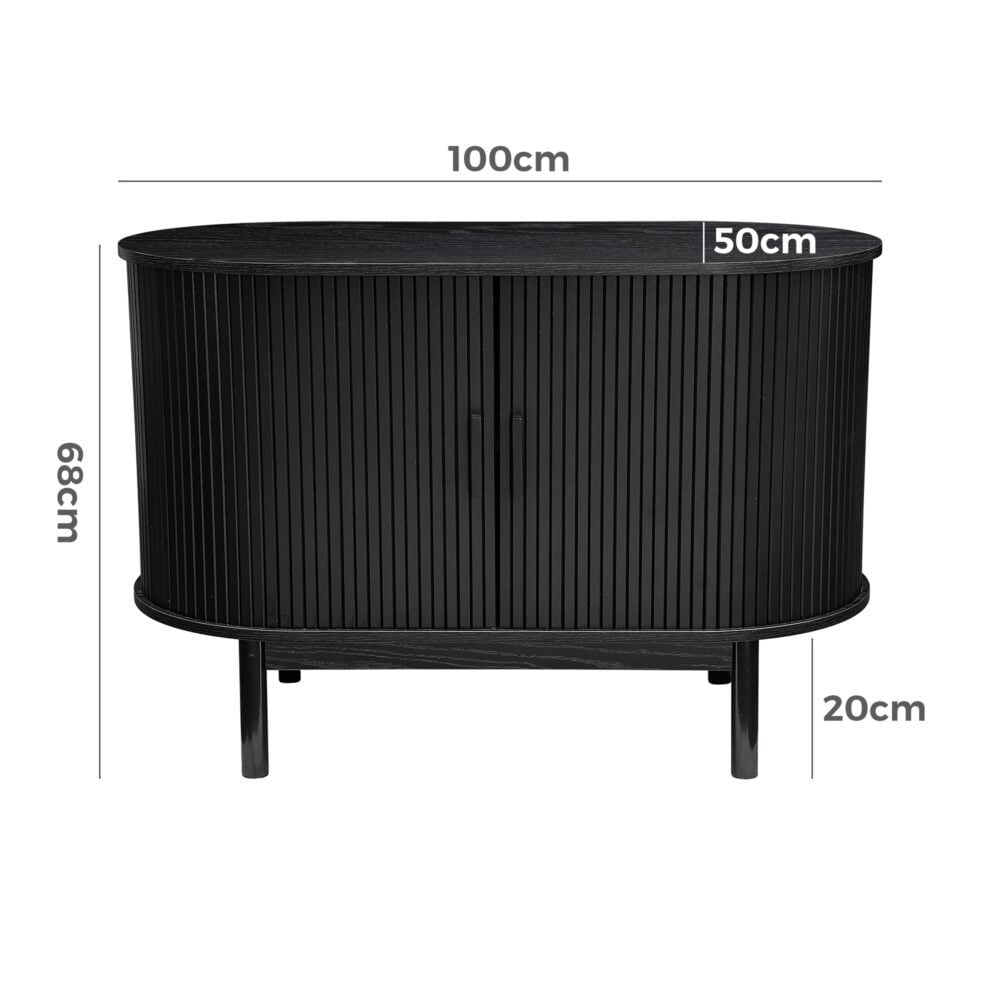 mid century black ribbed sideboard cabinet