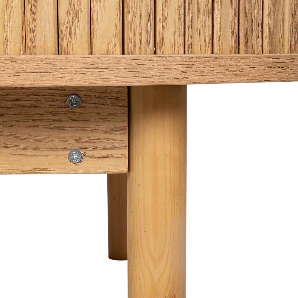 natural wood ribbed sideboard cabinet