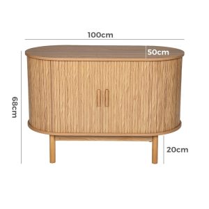 natural wood ribbed sideboard cabinet