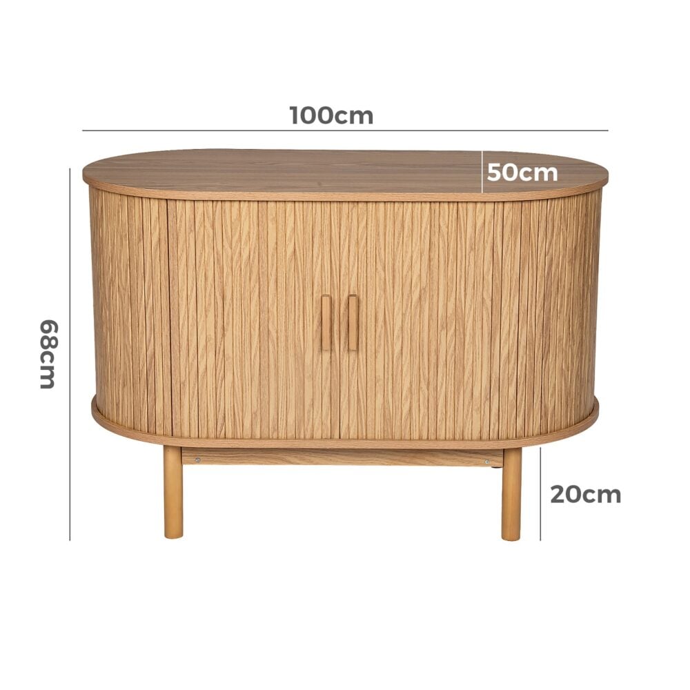 natural wood ribbed sideboard cabinet