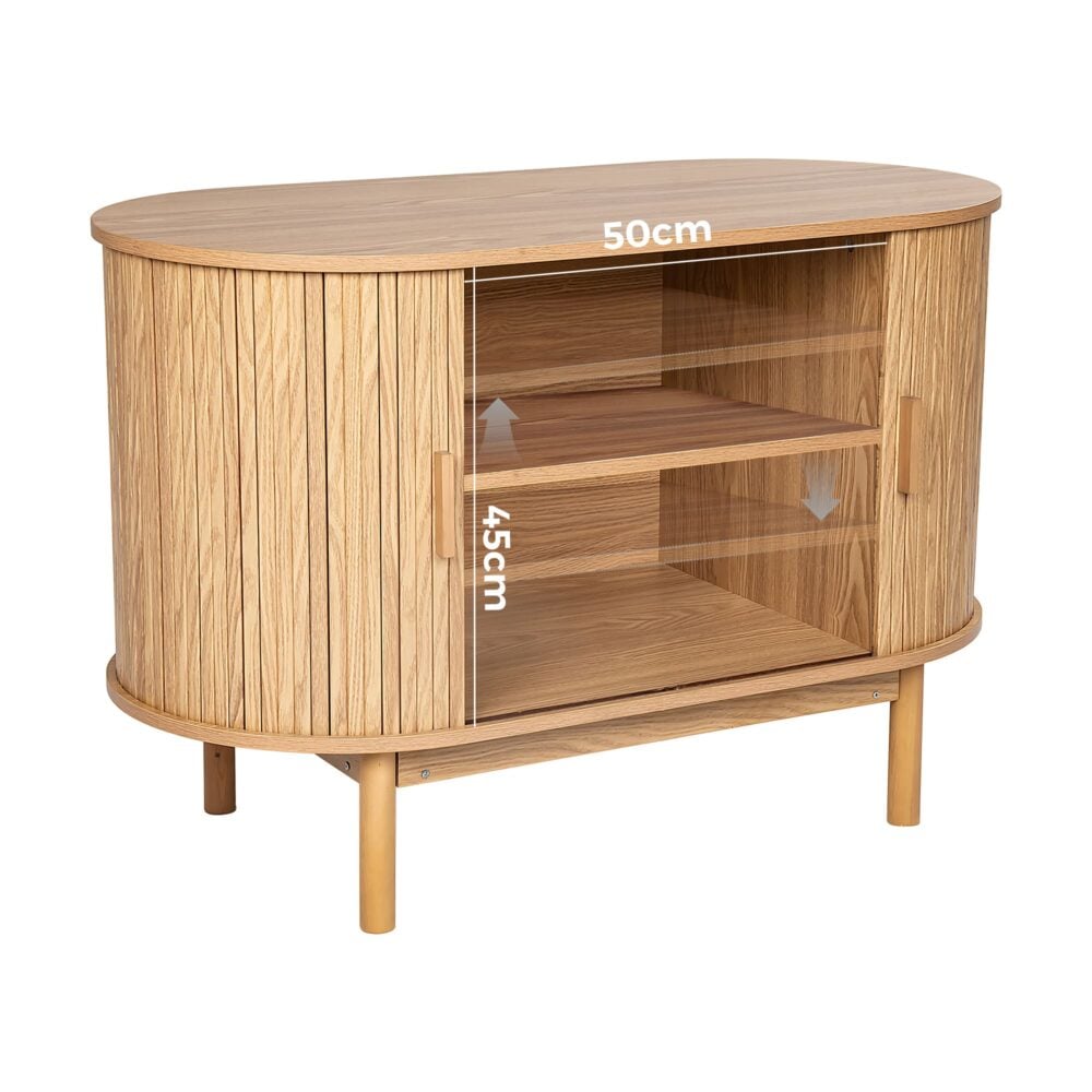 natural wood ribbed sideboard cabinet