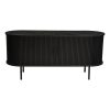 ribbed black sideboard with sliding doors