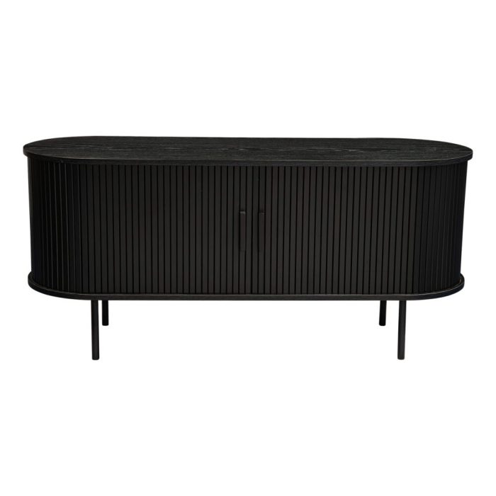 ribbed black sideboard with sliding doors