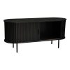 ribbed black sideboard with sliding doors