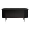 ribbed black sideboard with sliding doors