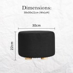 fabric ottoman round wooden leg foot stool black