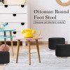 2x fabric ottoman round wooden leg foot stool black
