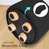 2x fabric ottoman round wooden leg foot stool black