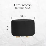 2x fabric ottoman round wooden leg foot stool black