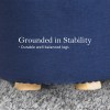 2x fabric ottoman round wooden leg foot stool dark blue