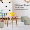 fabric ottoman round wooden leg foot stool grey