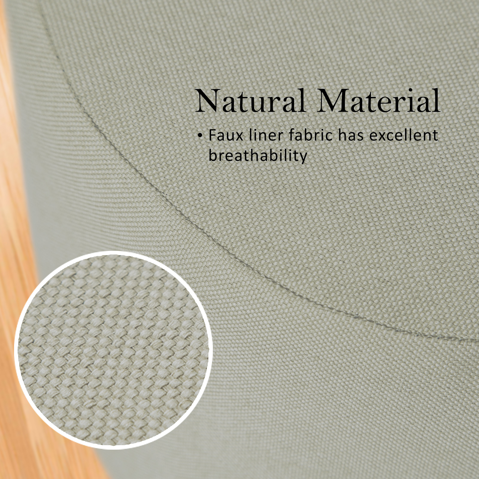 fabric ottoman round wooden leg foot stool grey