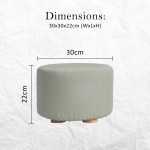 fabric ottoman round wooden leg foot stool grey