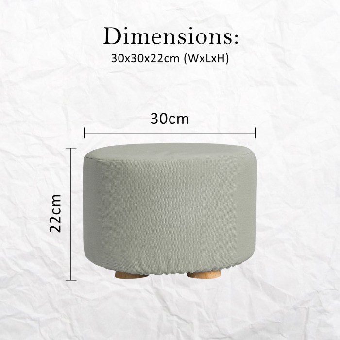2x fabric ottoman round wooden leg foot stool grey 2x fabric ottoman round wooden leg foot stool grey