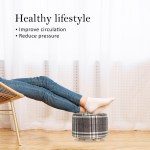 2x fabric ottoman round wooden leg foot stool lattice
