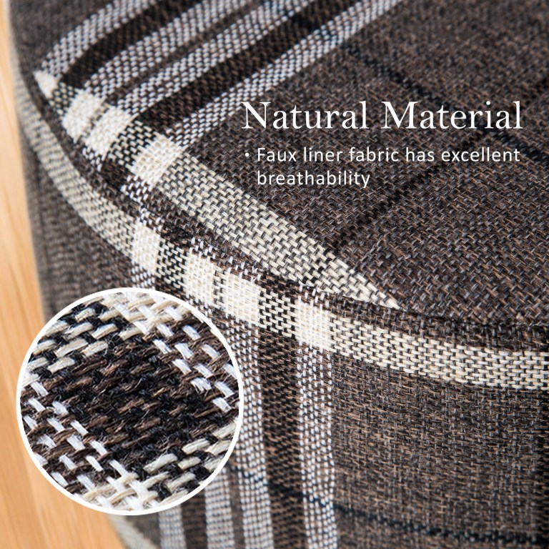 2x fabric ottoman round wooden leg foot stool lattice