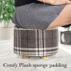 2x fabric ottoman round wooden leg foot stool lattice 2x fabric ottoman round wooden leg foot stool lattice