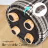 2x fabric ottoman round wooden leg foot stool lattice 2x fabric ottoman round wooden leg foot stool lattice