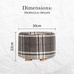 2x fabric ottoman round wooden leg foot stool lattice