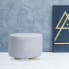 fabric ottoman round wooden leg foot stool light blue fabric ottoman round wooden leg foot stool light blue