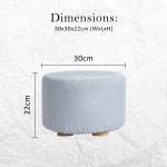 fabric ottoman round wooden leg foot stool light blue