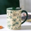 2x high fired ceramic porcelain mug set with lid 400ml vintage floral tea spoon green 2x high fired ceramic porcelain mug set with lid 400ml vintage floral tea spoon green