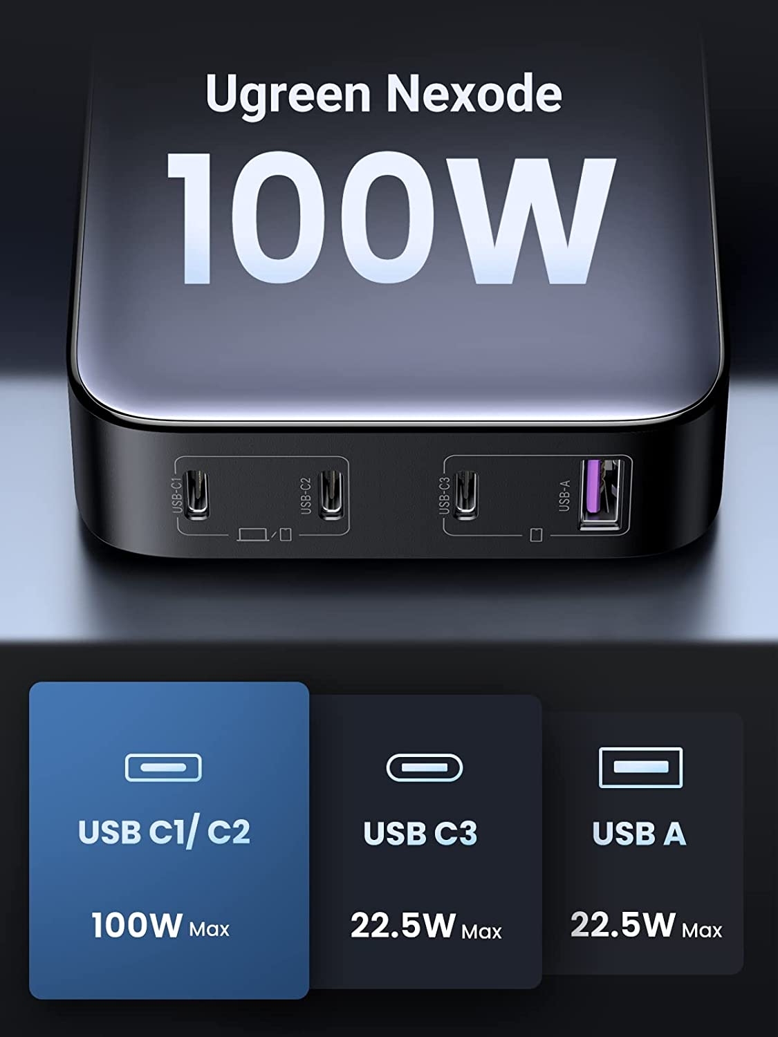 ugreen 15613 100w usb c charger, nexode 4 port gan ii charging station ugreen 15613 100w usb c charger, nexode 4 port gan ii charging station