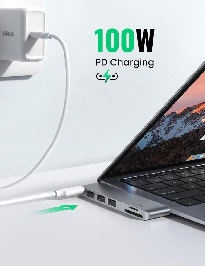 ugreen 60560 usb c hub for macbook aluminum type c adapter with 3 usb 3.0 100w